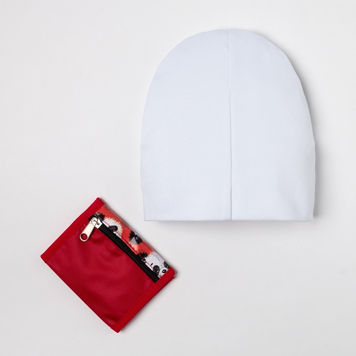 Детский набор Collorista "Панда" шапка р-р 54, 100% хб, кошелек 9,5х12 см текстиль