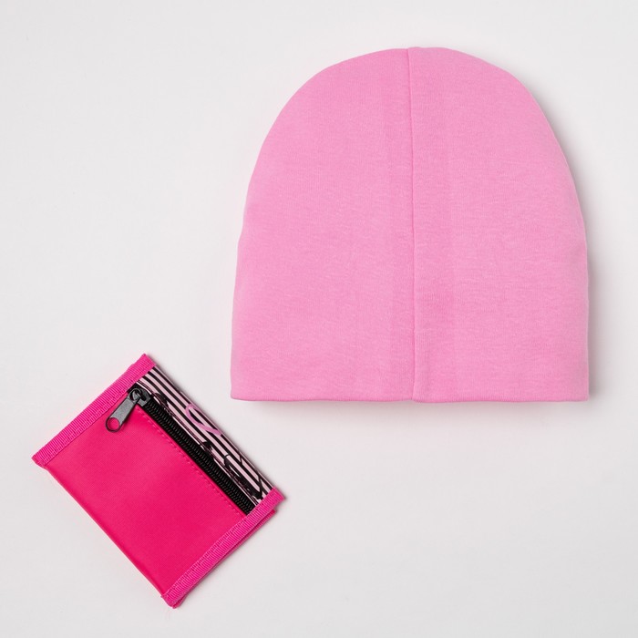 Детский набор Collorista "Сердечки" шапка р-р 54, 100% хб, кошелек 9,5*12 см текстиль