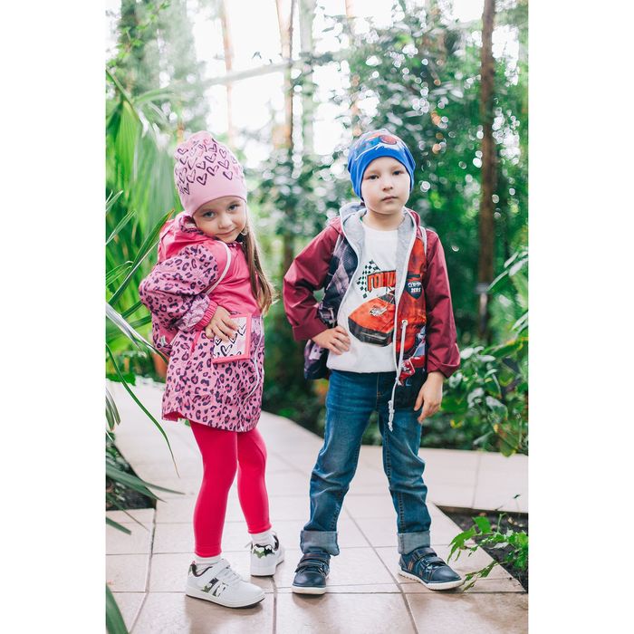 Детский набор Collorista "Сердечки" шапка р-р 54, 100% хб, кошелек 9,5*12 см текстиль