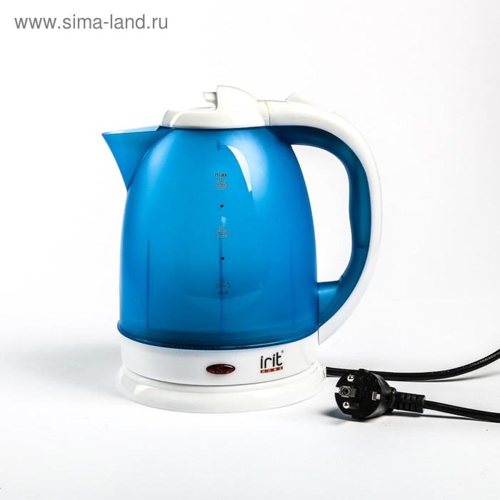 Чайник электрический Irit IR-1231, пластик, 1.8 л, 1500 Вт, бело-голубой
