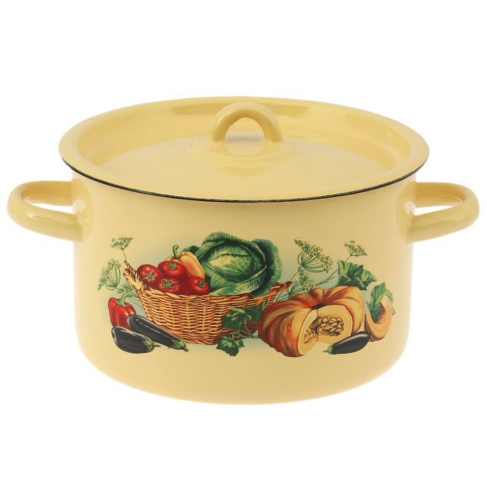 Кастрюля с крышкой 2,9 л "Урожай", цвет кремовый