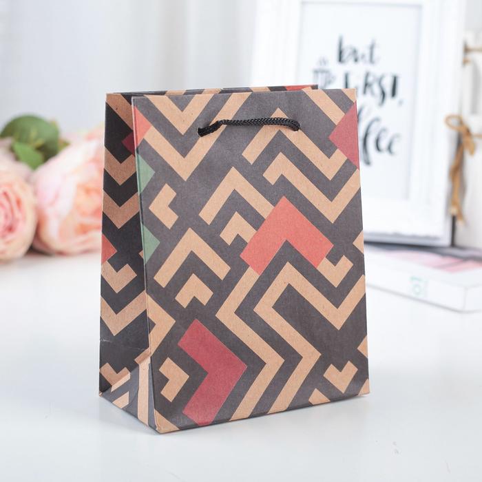 Пакет крафт "Лабиринт" 11 х 6 х 14 см