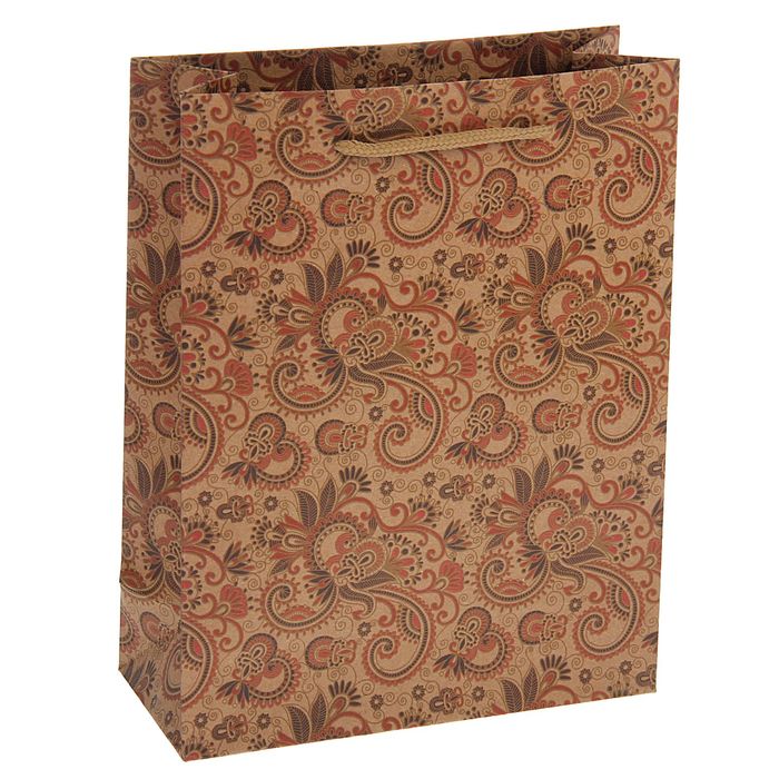 Пакет крафт "Цветочный узор", 31 х 10 х 42 см