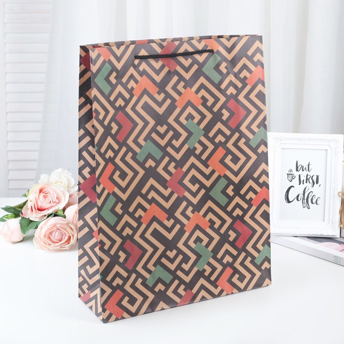 Пакет крафт "Лабиринт" 31 х 10 х 42 см