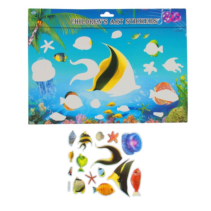 Аппликация объемными наклейками "Рыбка"