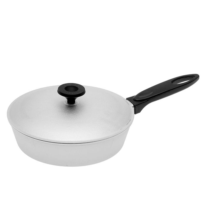 Сковорода 220 с ручкой и крышкой (рифленое дно)