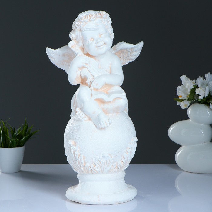 Фигура «Ангел со скрипкой улыбчивый», бежевый 20 × 26 × 47 см