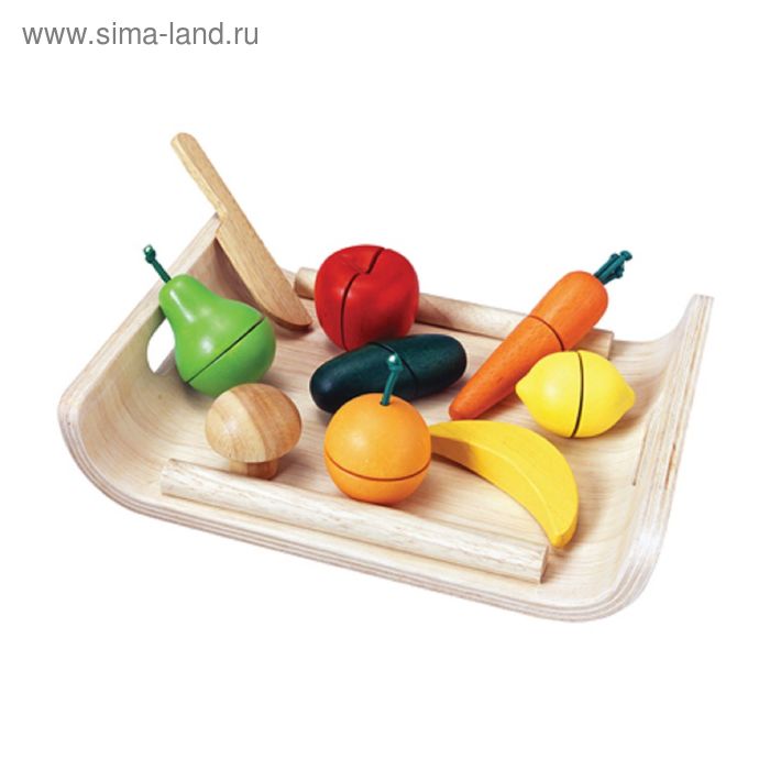фото Набор на подносе «фрукты и овощи», на липучках, 10 предметов plantoys