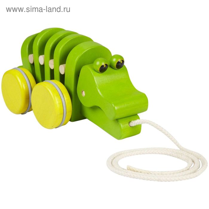 Игрушка-каталка трёщотка на верёвочке «Танцующий крокодил» игрушка каталка крокодил с мячиками