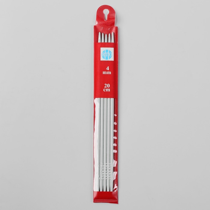 Спицы для вязания, чулочные, тефлоновое покрытие, d=4мм, 20см, 5шт