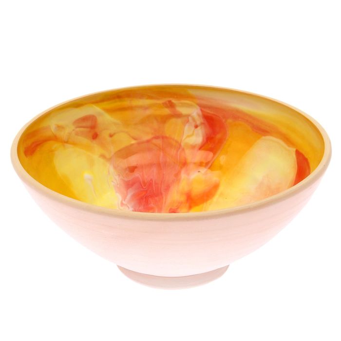 Пиала "Колорит" оранжевая, белая глина, 0,5 л