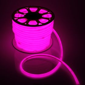 Гибкий неон Luazon Lighting 16 мм круглый, IP67, 50 м, SMD2835, 120 LED/м, 220 В, свечение розовое