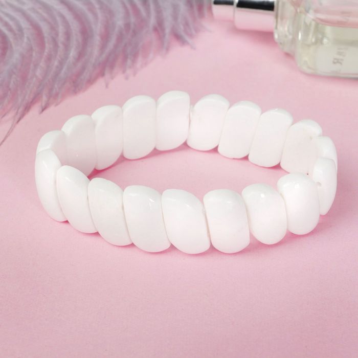 Браслет пластина косая "Агат белый"