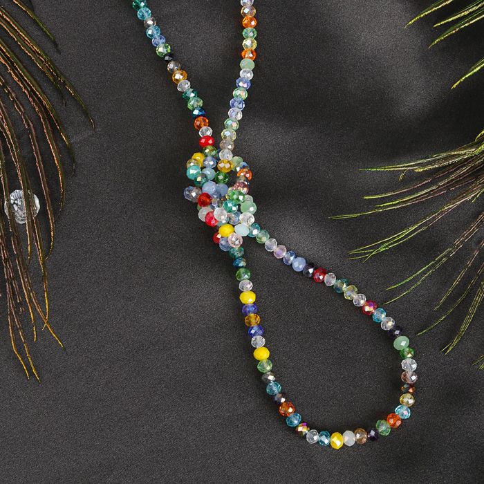 Бусы "Хрусталь" на резинке, цветной, 100см