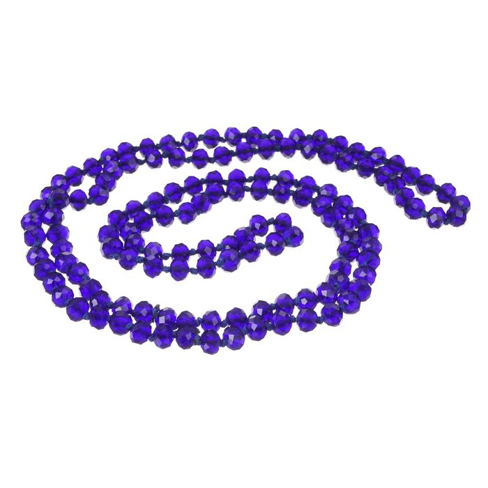 Бусы шар №8, граненый через узел "Хрусталь", цвет ярко-синий, 100см