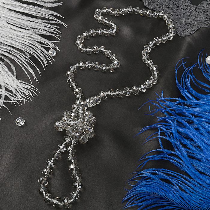 Бусы шар №10 граненый через узел "Хрусталь", цвет серый, 100см