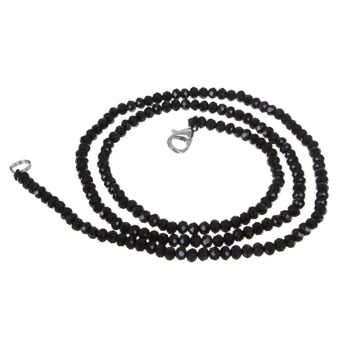 Бусы шар №2, гранёный "Хрусталь", цвет чёрный матовый, 45см