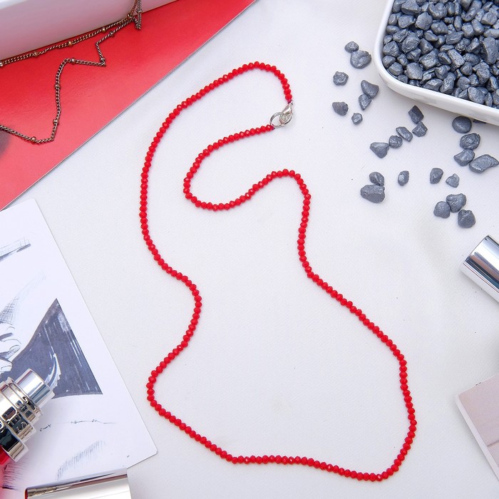 Бусы "Хрусталь" шар №2 матовый гранёный, цвет коралловый, 45см