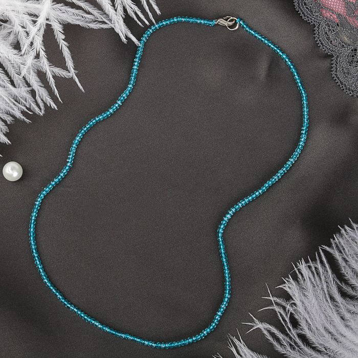 Бусы шар №2, гранёный "Хрусталь", цвет небесно-синий матовый, 45см