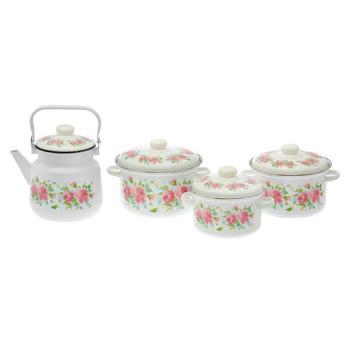 Набор "Элеонора": кастрюли 2 л, 3 л, 4 л; чайник 3,5 л