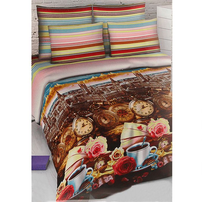 Постельное бельё дуэт "Василиса: Утро в Лондоне", 215х145см - 2 шт, 220х240см, 70х70 - 2 шт