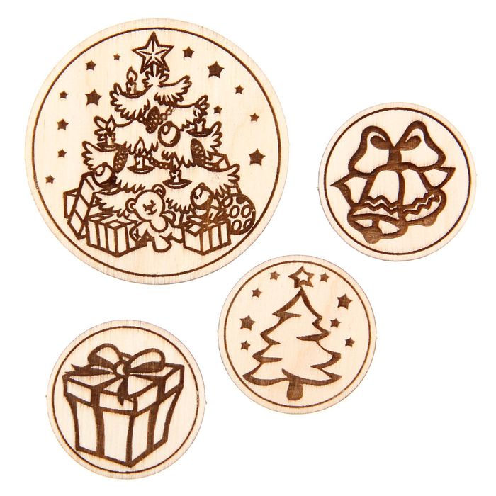 Фишки деревянные в наборе «Новогодняя ёлка»,