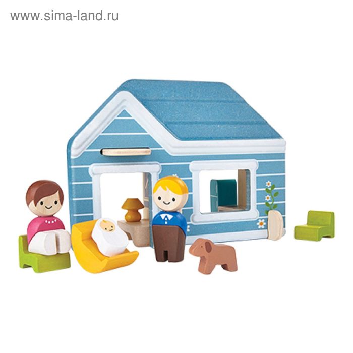 Кукольный домик с мебелью и человечками