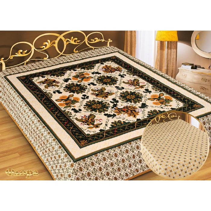 Покрывало шелк Marianna ИМА ГОЛД Флора 200х220 см, микрофибра пэ100%