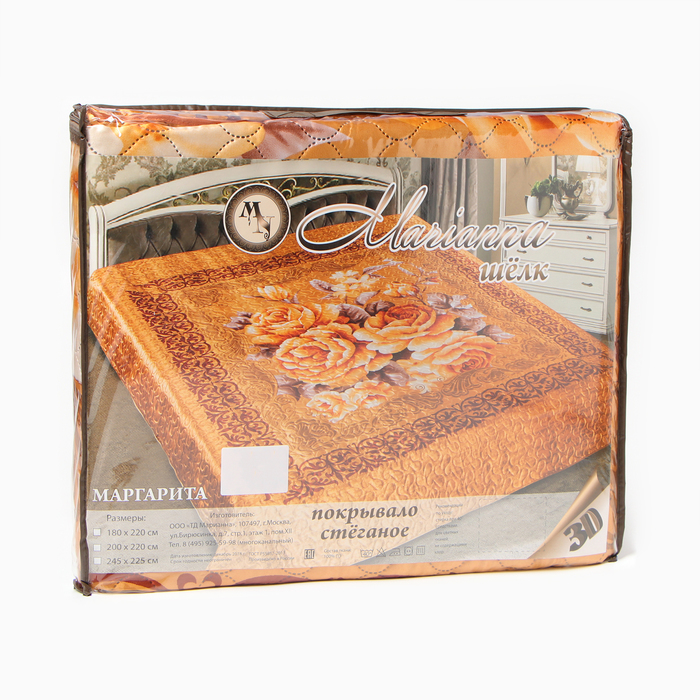 Покрывало 3D Marianna евро Маргарита 200х220 см, искус.шелк, пэ100%