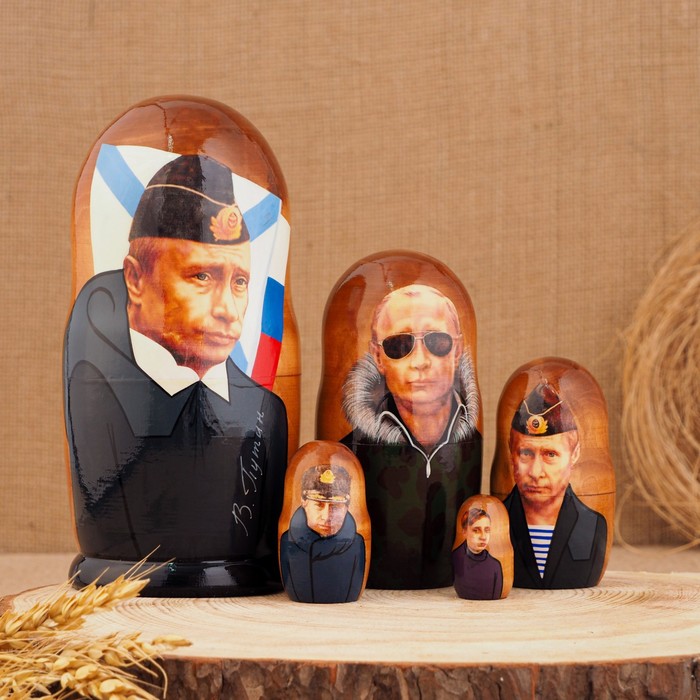 Матрешка "Путин-Крым", 5 кукол, 17 см