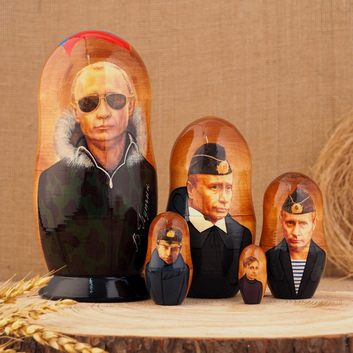 Матрешка "Путин милитари" 5 кукол, 17 см