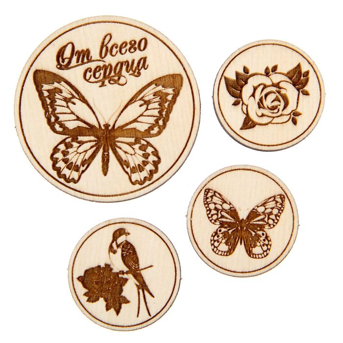 Набор декоративных спилов "От всего сердца", 4 шт