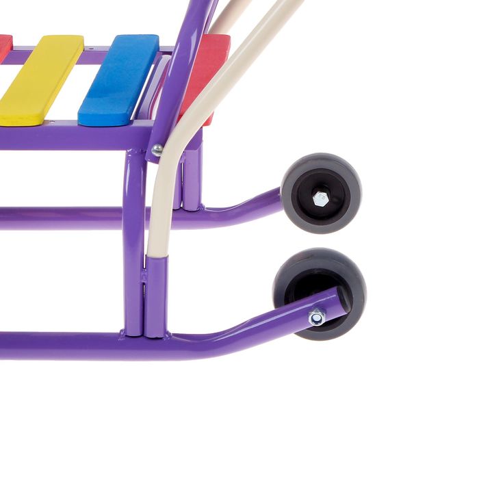 Санки "Лео-4ВК" с толкателем, с колесами, цвет: фиолетовый