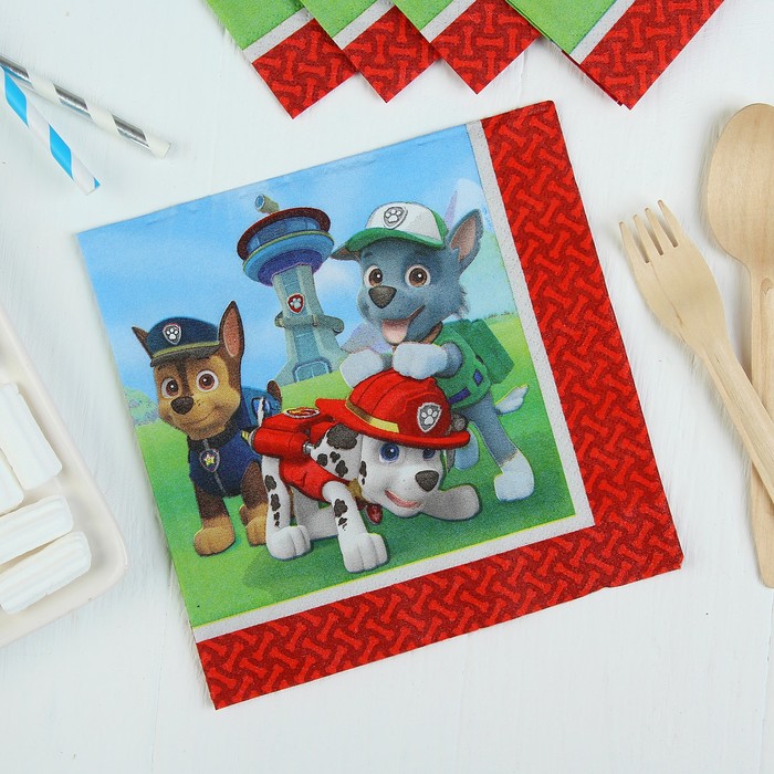 Салфетки бумажные "Щенячий патруль", 33 х 33, набор 16 шт.