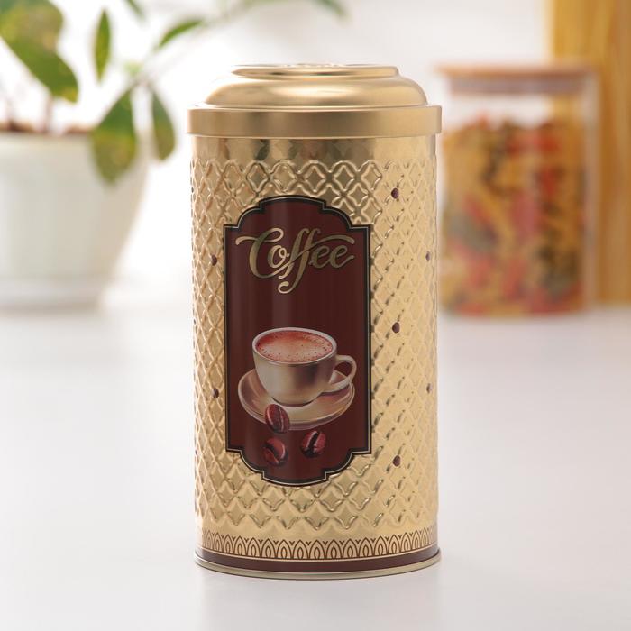 Банка для сыпучих продуктов 900 мл "Кофе микс", круглая, d=8,5 см, высота 16 см
