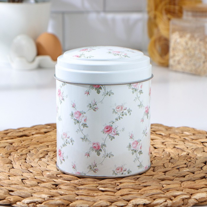 Банка для сыпучих продуктов круглая, 800 мл "Флора" d=10 см , цвет МИКС