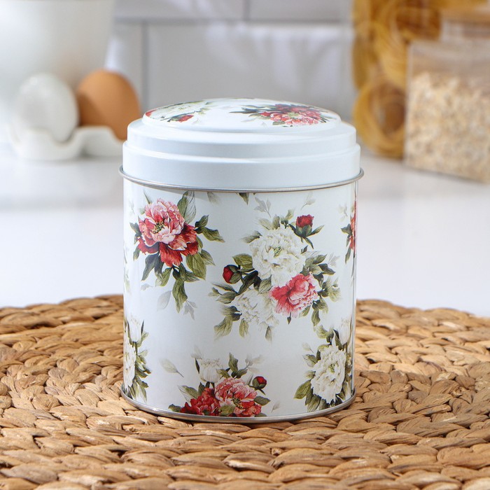 Банка для сыпучих продуктов круглая, 800 мл "Флора" d=10 см , цвет МИКС