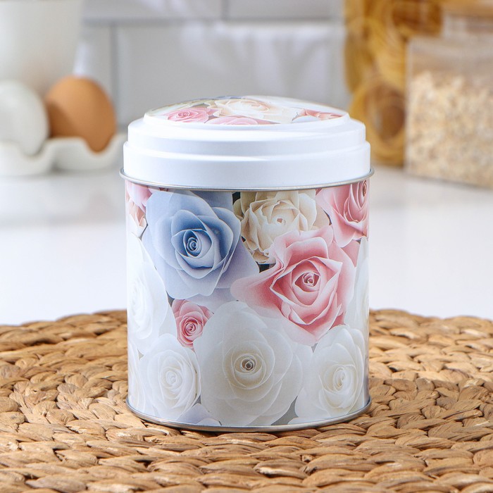 Банка для сыпучих продуктов круглая, 800 мл "Флора" d=10 см , цвет МИКС