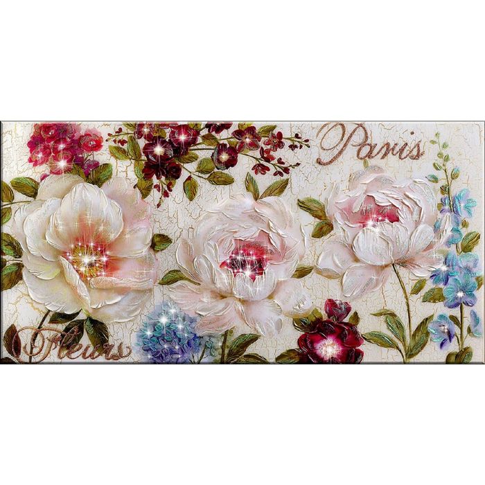 Картина на оргстекле со стразами "Цветы Парижа" 180*90 см