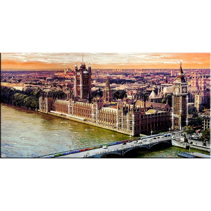 Картина на оргстекле со стразами "Вид на Вестминстер-Холл" 140*70 см