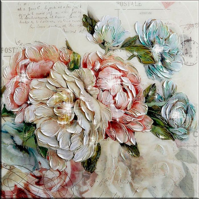 Картина на оргстекле со стразами "Ароматное Письмо" 50*50 см