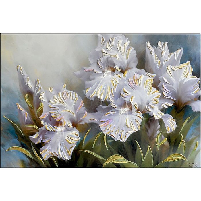 Картина на оргстекле со стразами "Ирисы" 120*80 см