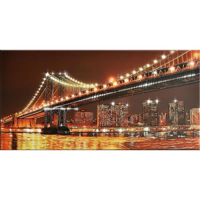 Картина на оргстекле со стразами "Бруклинский мост" 180*90 см