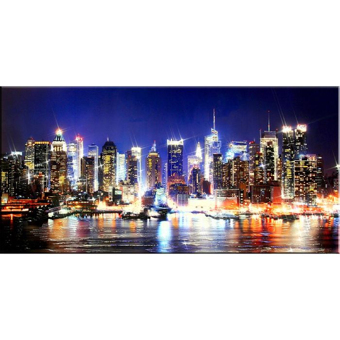 Картина на оргстекле со стразами "Огни Манхэттена" 140*70 см
