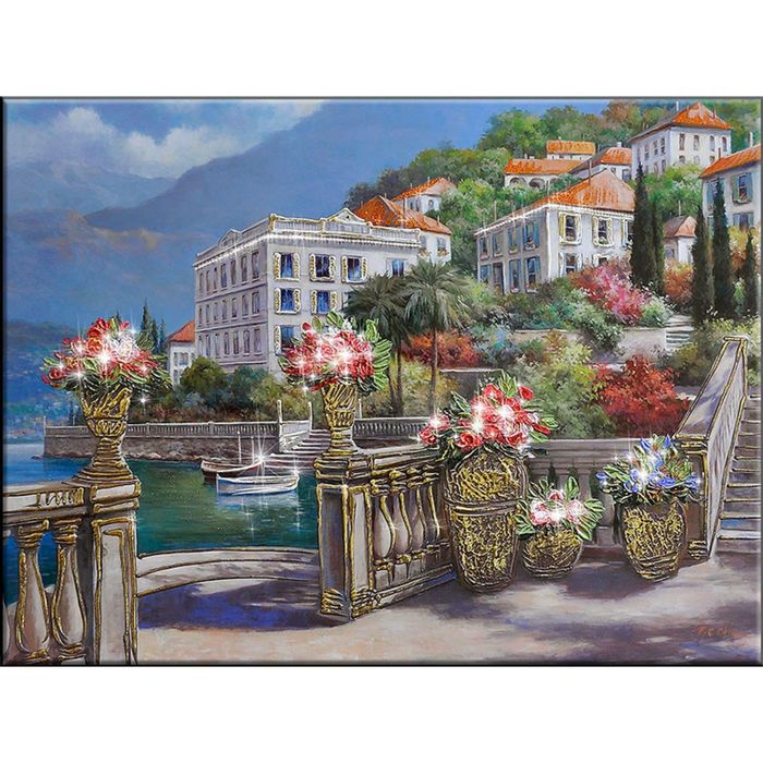 Картина на оргстекле со стразами "Ривьера 2" 120*90 см