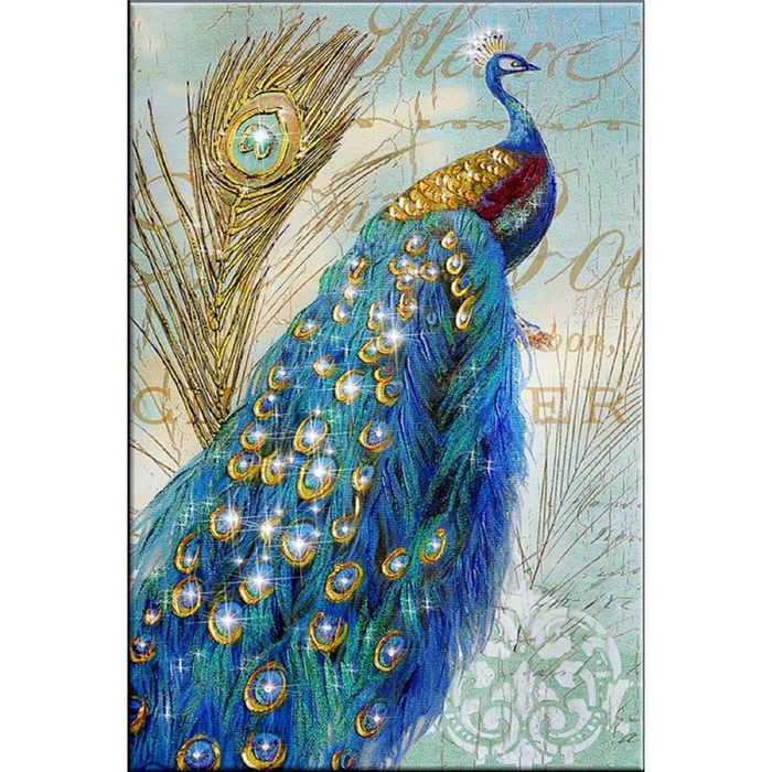 Картина на оргстекле со стразами "Золотое Перо" 100*70 см