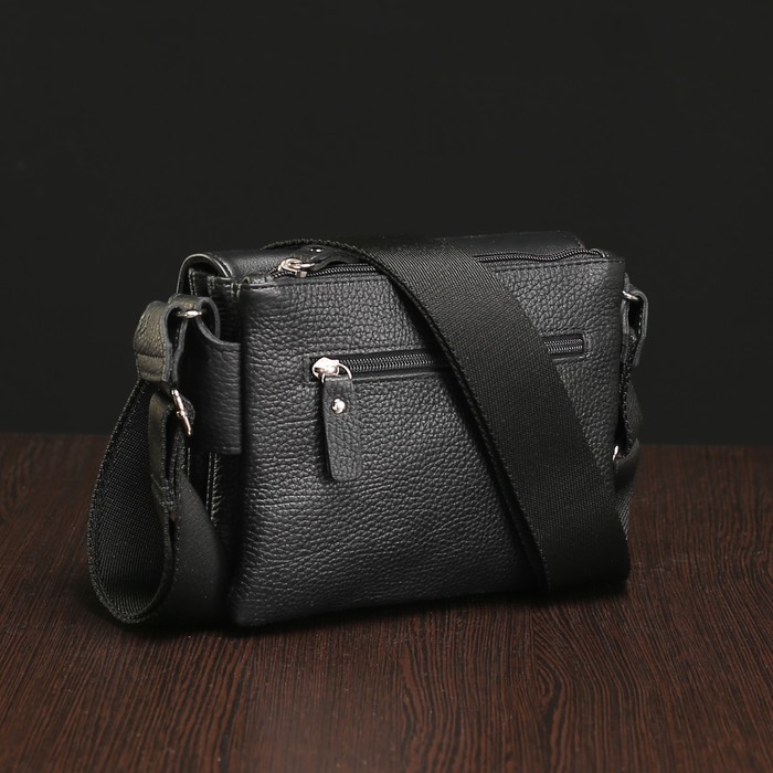 Планшет мужской на молнии, 3 отдела, 1 наружный карман, чёрный