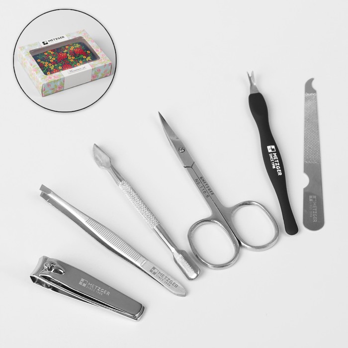 Набор маникюрный в футляре, 7 предметов, разноцветный