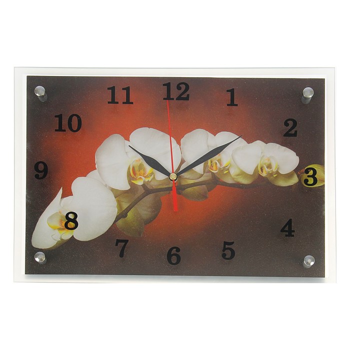Часы настенные прямоугольные "Орхидея белая", 25х35 см микс