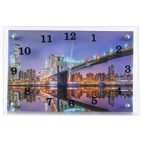 Часы настенные, серия: Город, "Бруклинский мост", 25х35  см, микс